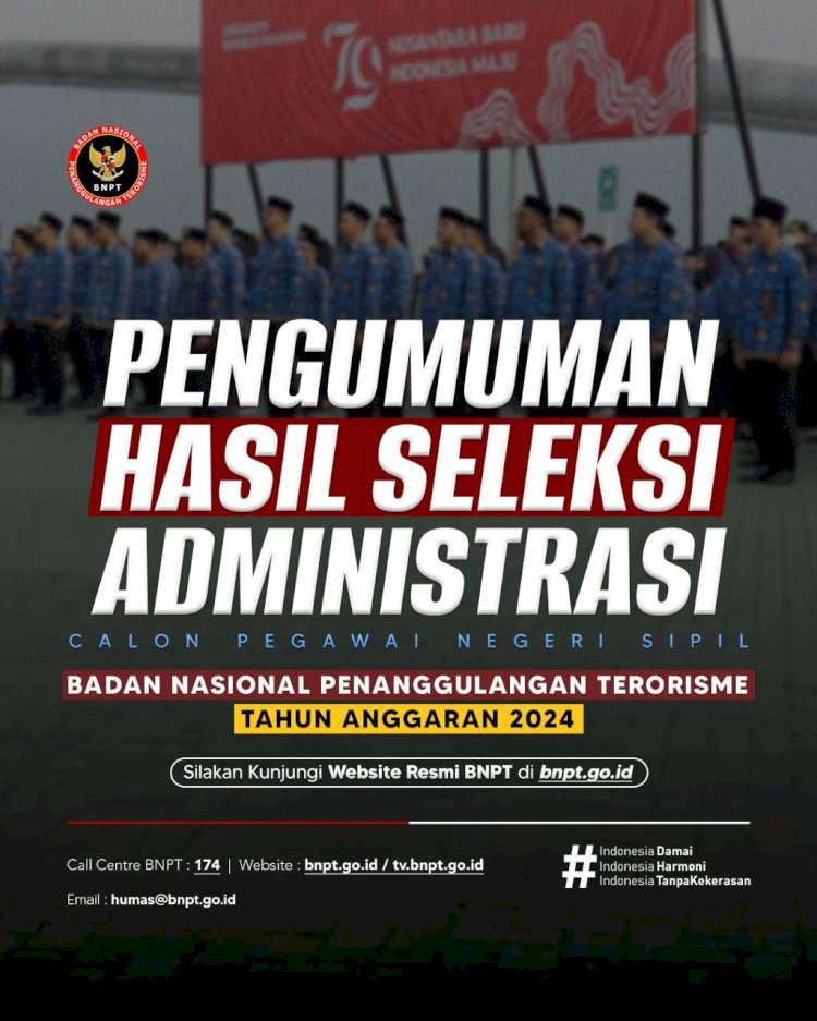 Pengumuman Hasil Kelulusan Seleksi Administrasi CPNS BNPT TA 2024