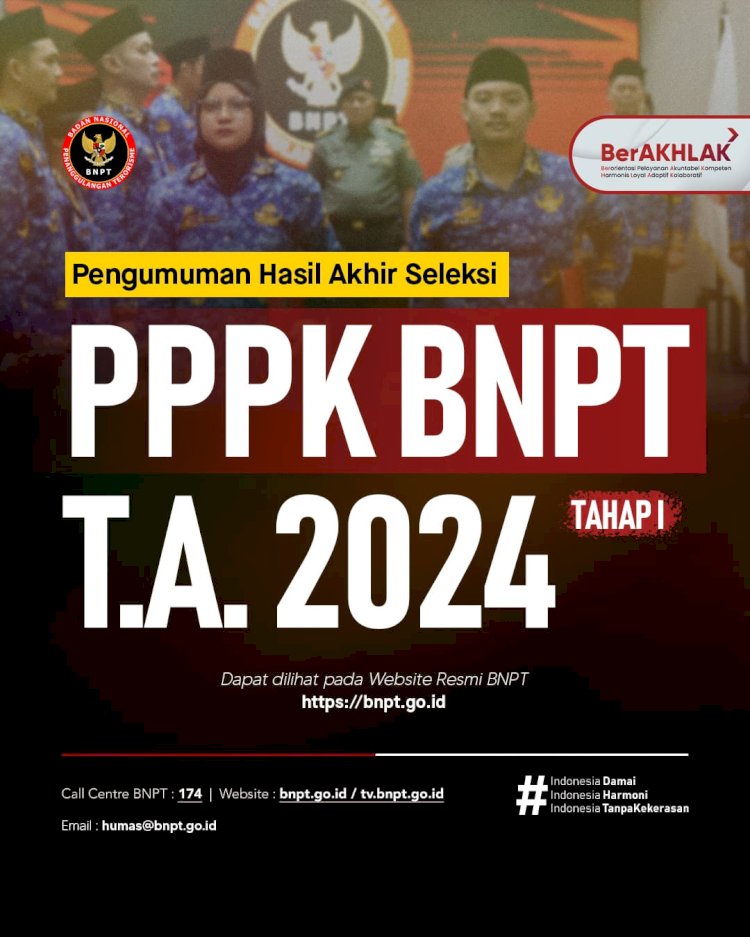 Pengumuman Hasil Akhir Seleksi PPPK BNPT T.A. 2024 Tahap I